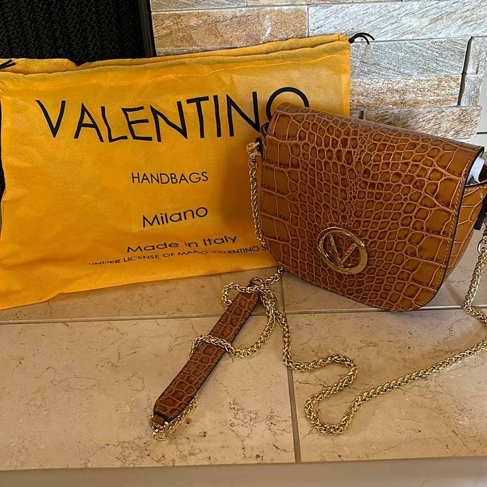 Valentino brown snake skin handbag